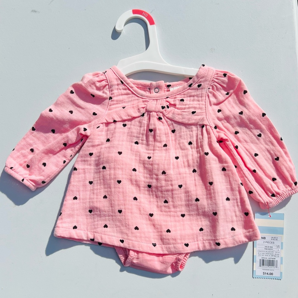 Cat & Jack Newborn Dress with Heart Pattern